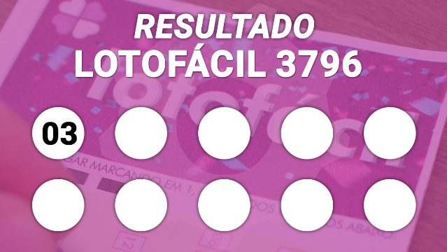 Resultado Lotofácil 3796: confira os números sorteados