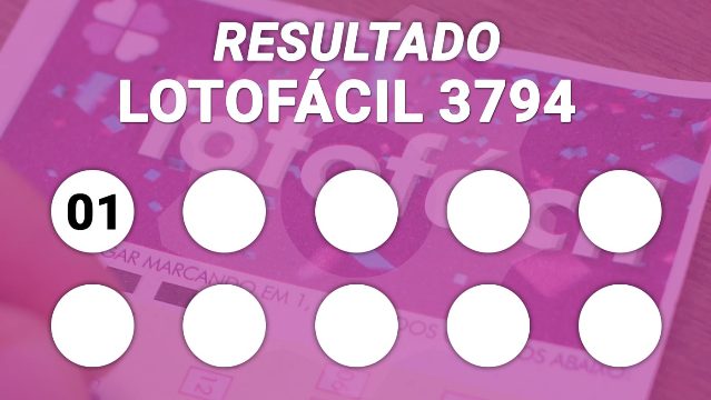 Resultado Lotofácil 3794: confira os números sorteados